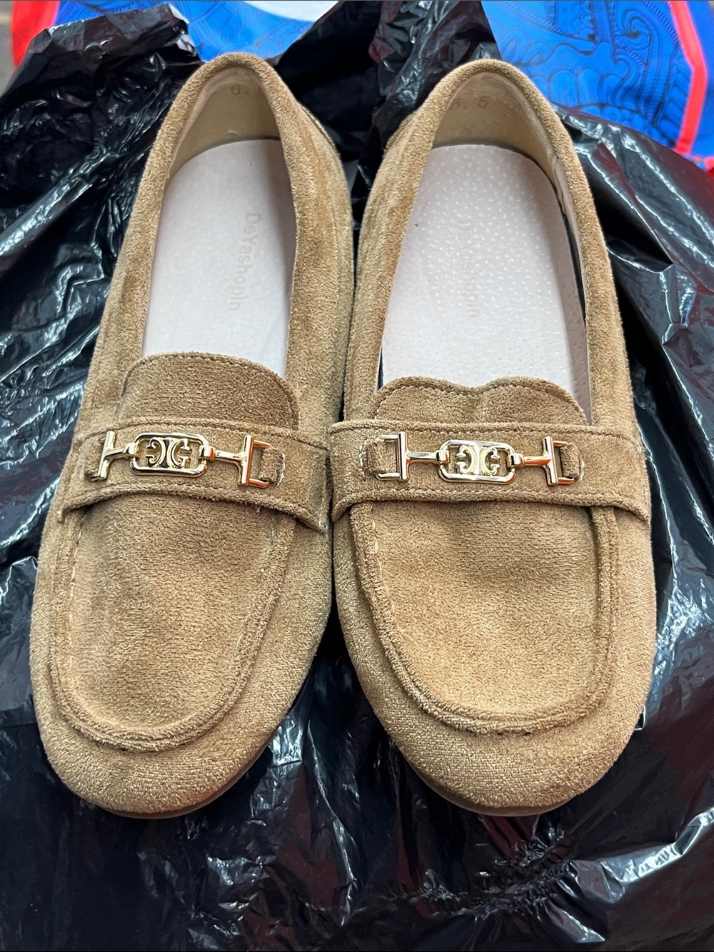 Classic Suede Brown Loafers with Gold Accent